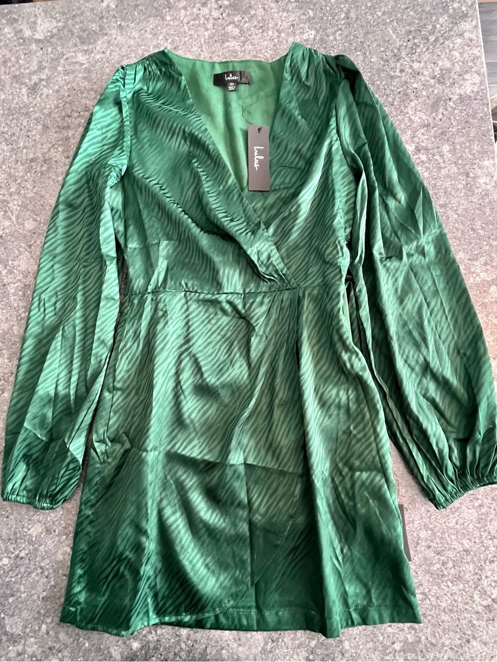 Lulu's Emerald Green Long-Sleeve Wrap Mini Dress